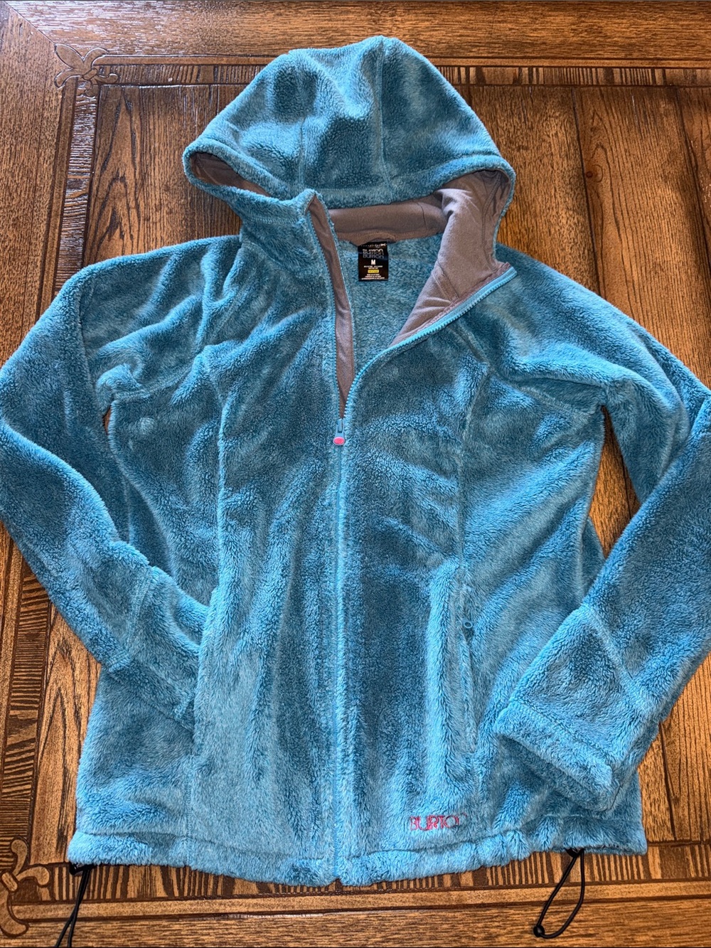 Burton Teal Hooded Teddy Fleece Plush Jacket